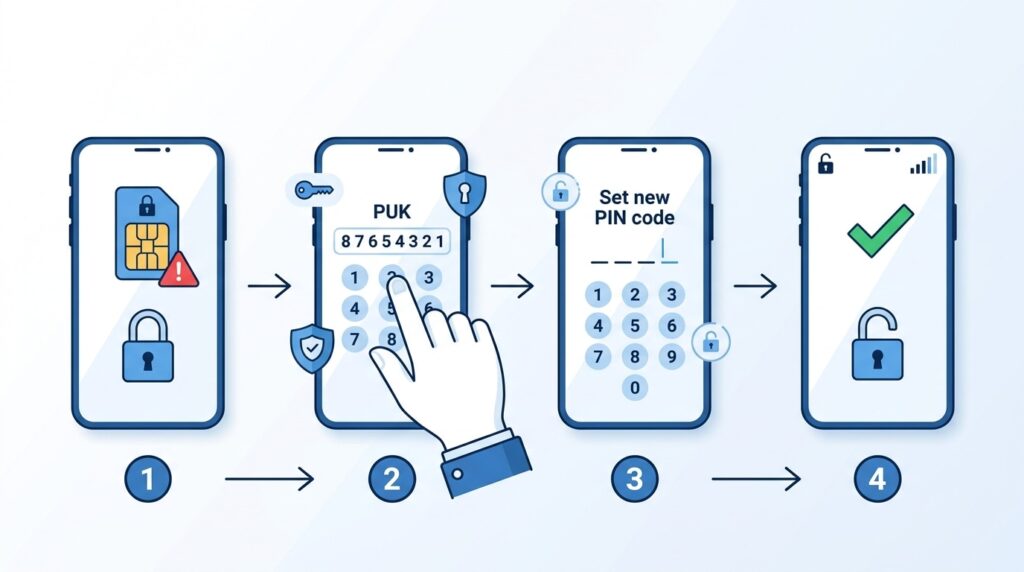 PUK 해제코드 입력 및 해제 절차