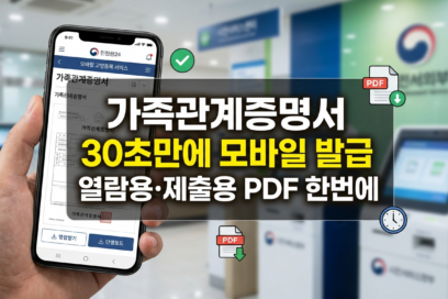 가족관계증명서 모바일 발급 열람용 제출용 PDF 한번에 끝내기
